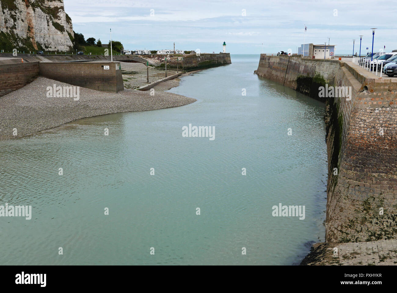 Saint-Valery-en-Caux Eingang Hafen, Seine-Maritime, Normandie, Frankreich, Europa Stockfoto