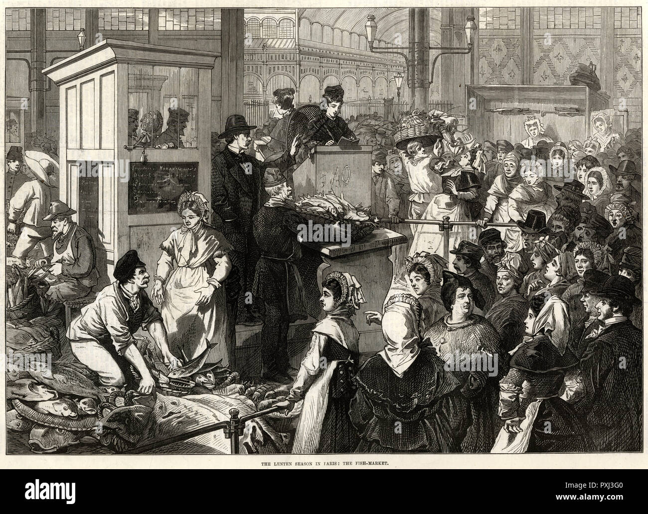 Die Fastensaison in Paris: Der Fischmarkt 1875 Stockfoto