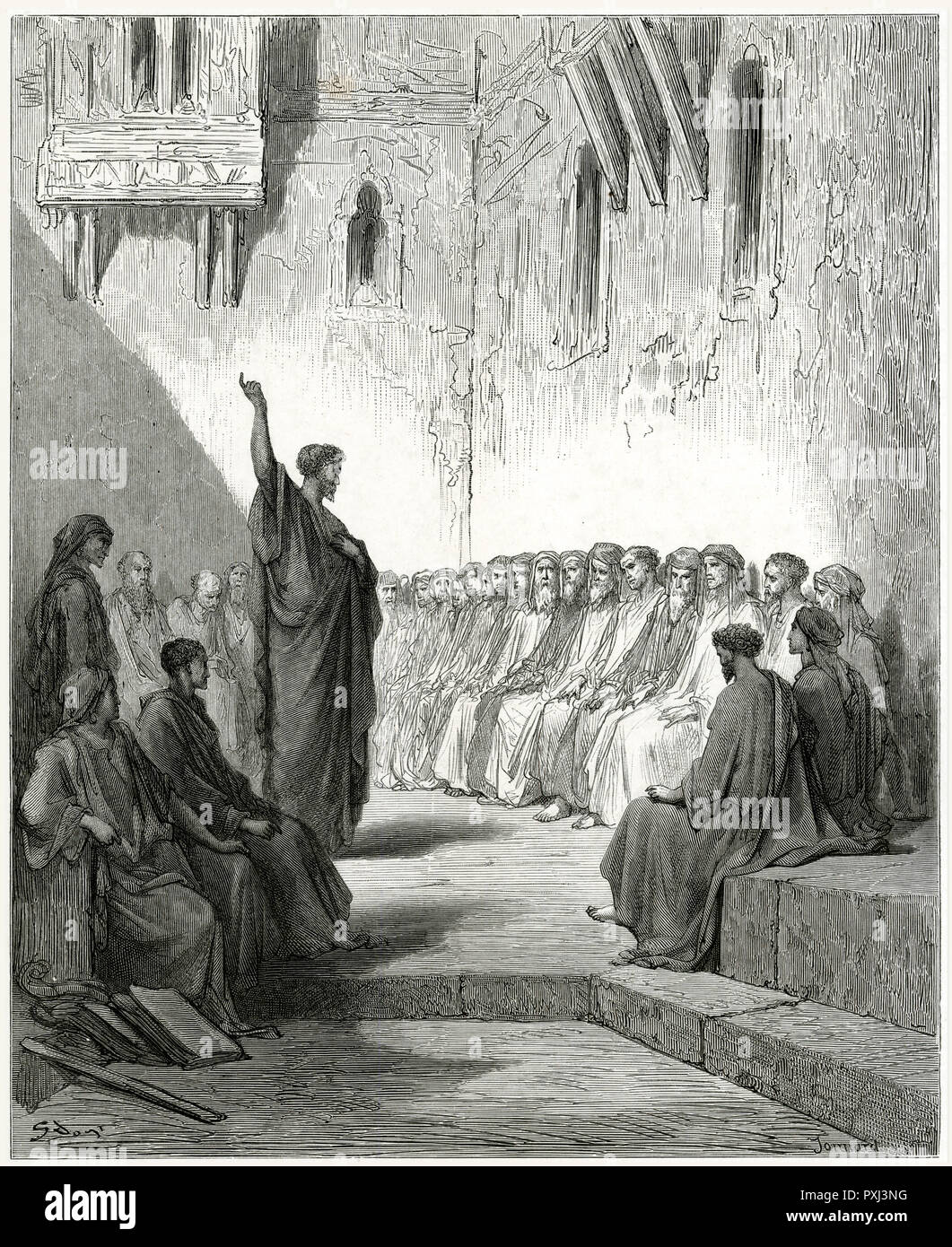 Paulus predigt in der Synagoge von Thessalonica Stockfoto