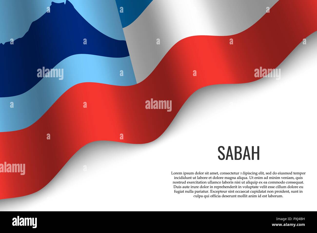 Wehende Flagge von Sabah ist eine Region von Malaysia auf transparentem Hintergrund. Vorlage für Banner oder Poster. Vector Illustration Stock Vektor