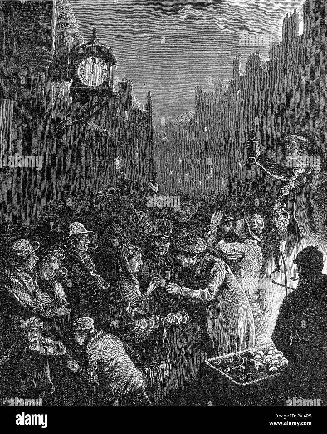 Edinburgh an Silvester 1876 Stockfoto