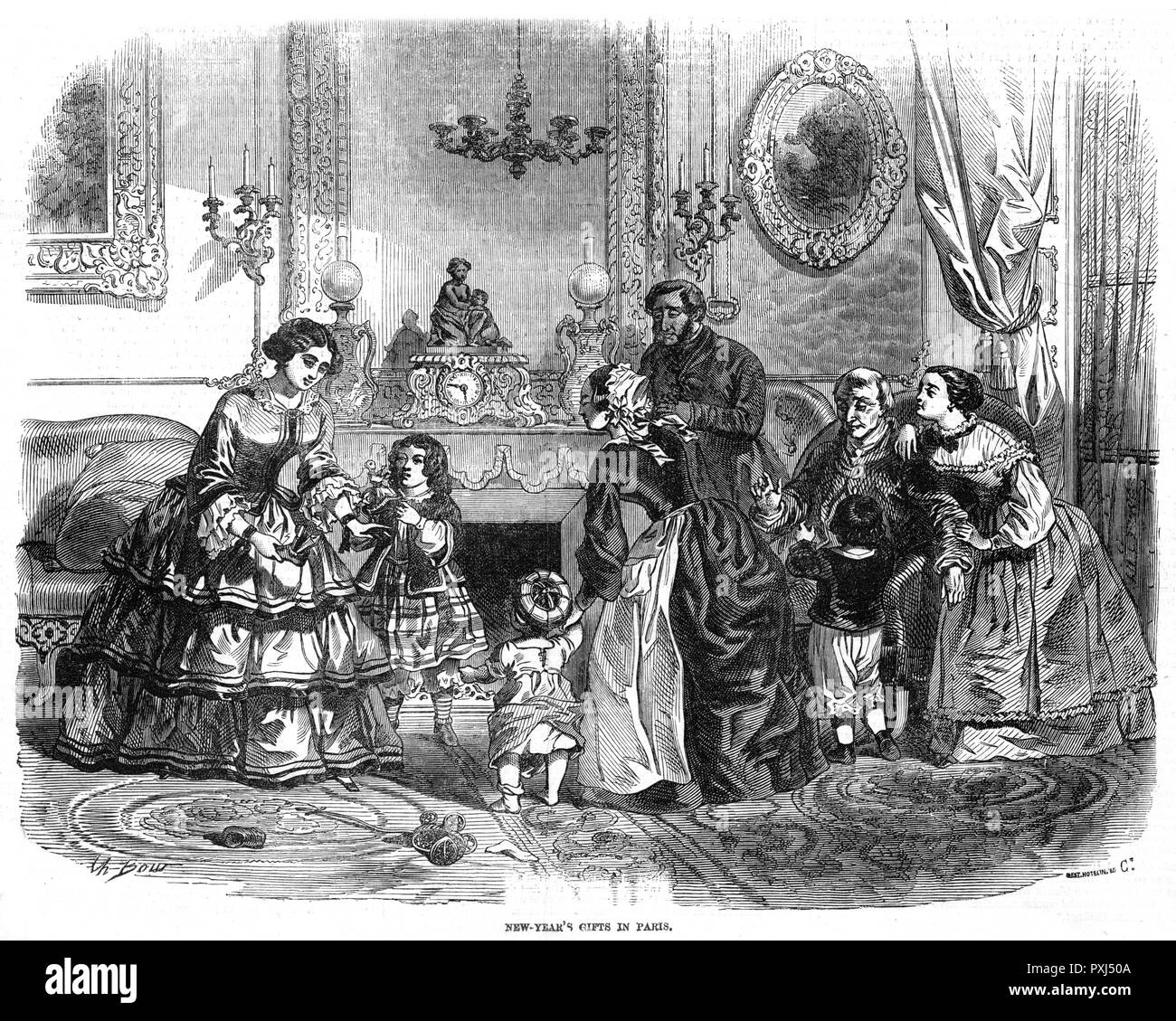 Neujahrsgeschenke 1855 Stockfoto