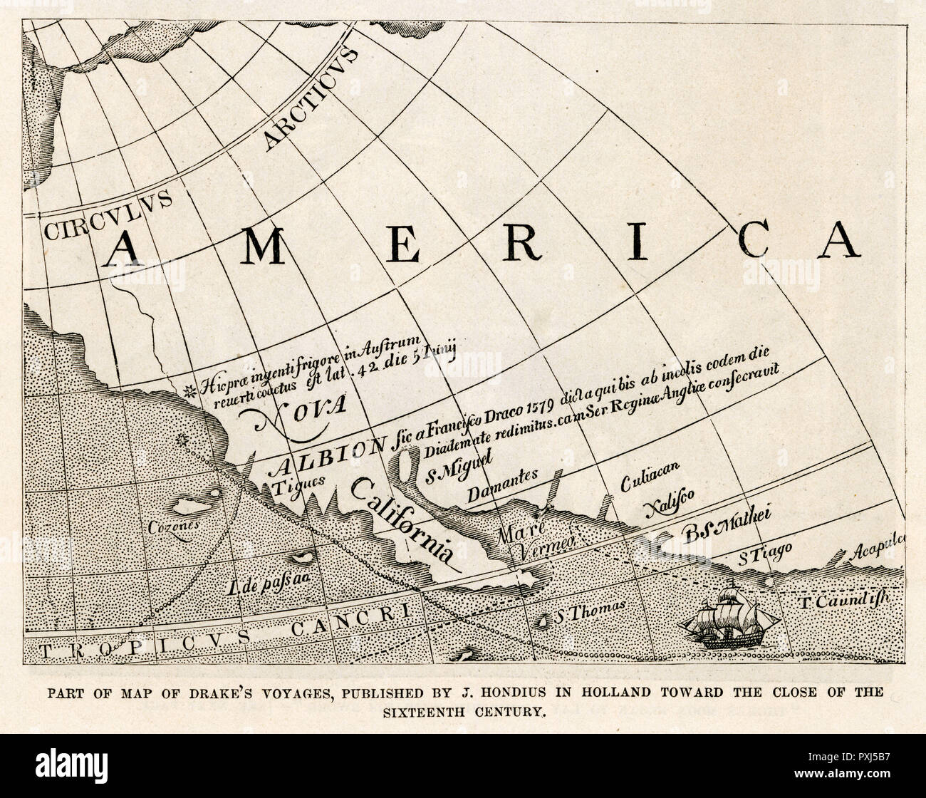 KARTE/USA/WESTKÜSTE 16C Stockfoto