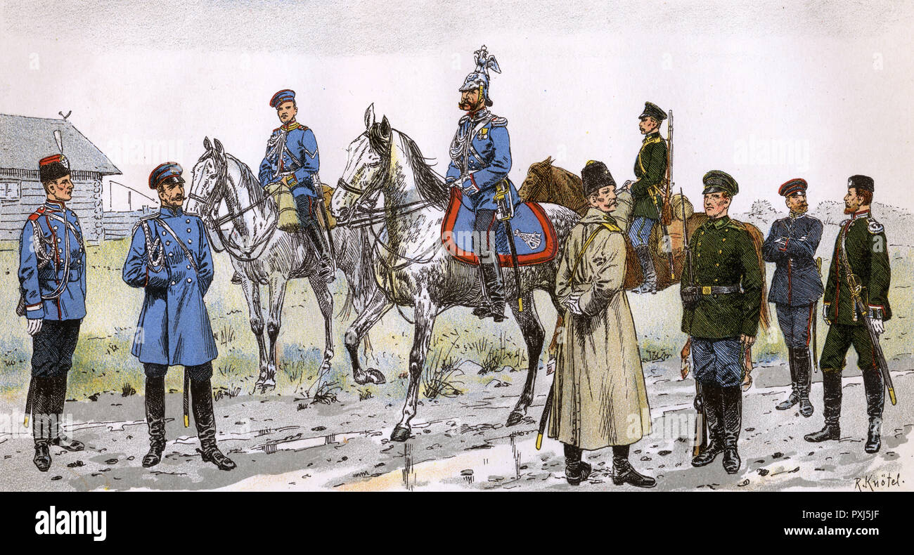 Russische Gendarmerie und Grenzschutzbeamte Stockfoto