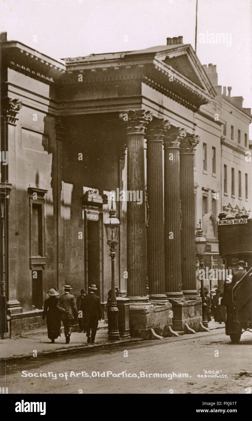 Der alte Portico der Society of Arts, New Street, Birmingham Stockfoto