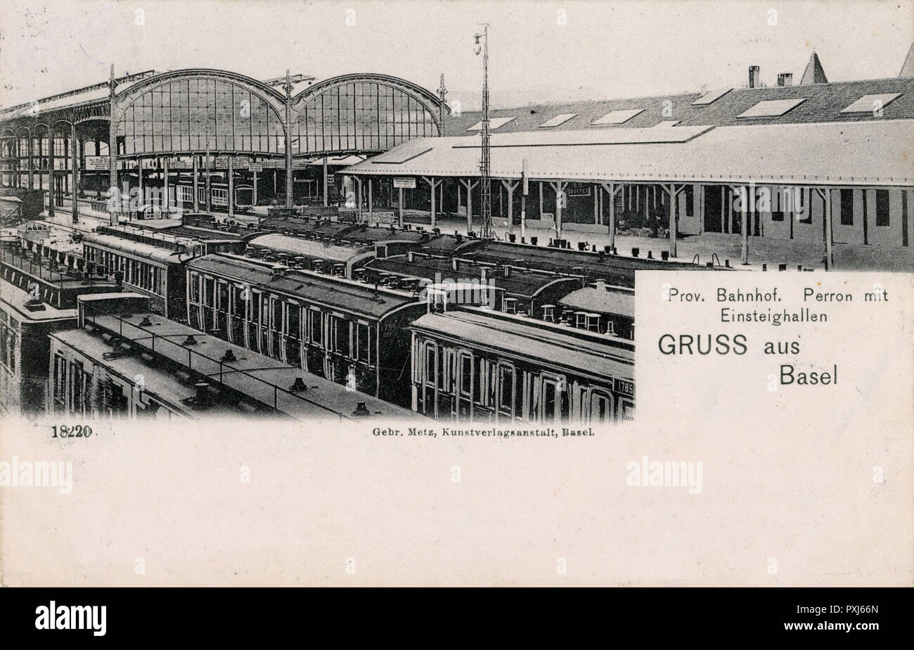 Plattformen und Terminalgebäude – Bahnhof Basel, Schweiz Stockfoto