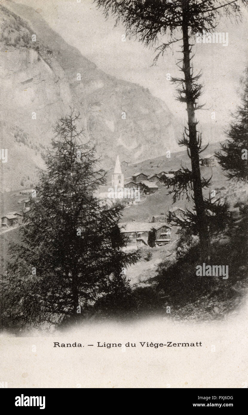 Schweiz - Randa, auf der Eisenbahnlinie zwischen Viege und Zermatt Stockfoto