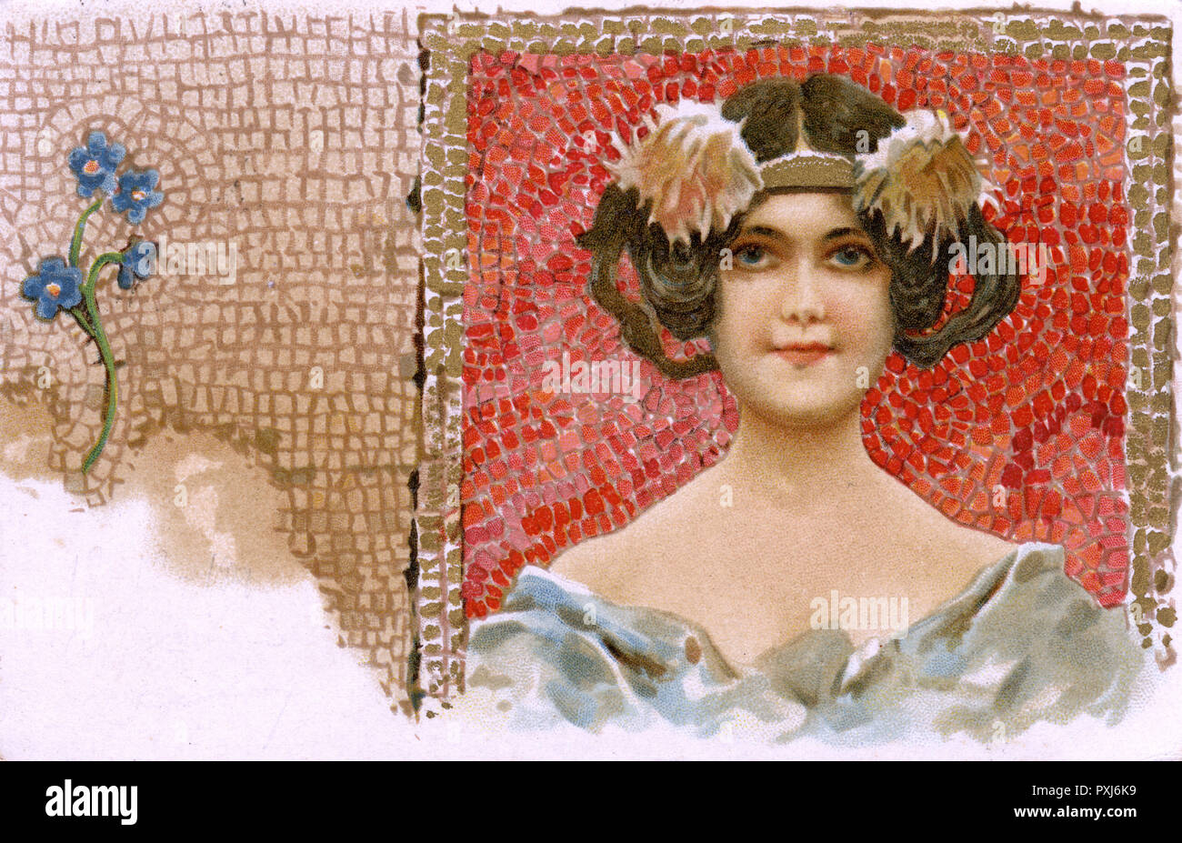 Mosaik-Darstellung eines hübschen italienischen Mädchens Stockfoto