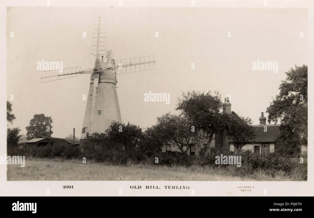 Terling, Essex - Die alte Mühle. Zuletzt zu Wohnnutzung umgewandelt wird, wird dieser Mühle war in dem Film "Oh, Herr Porter empfohlene!" im Jahr 1937. Datum: ca. 1920 s Stockfoto