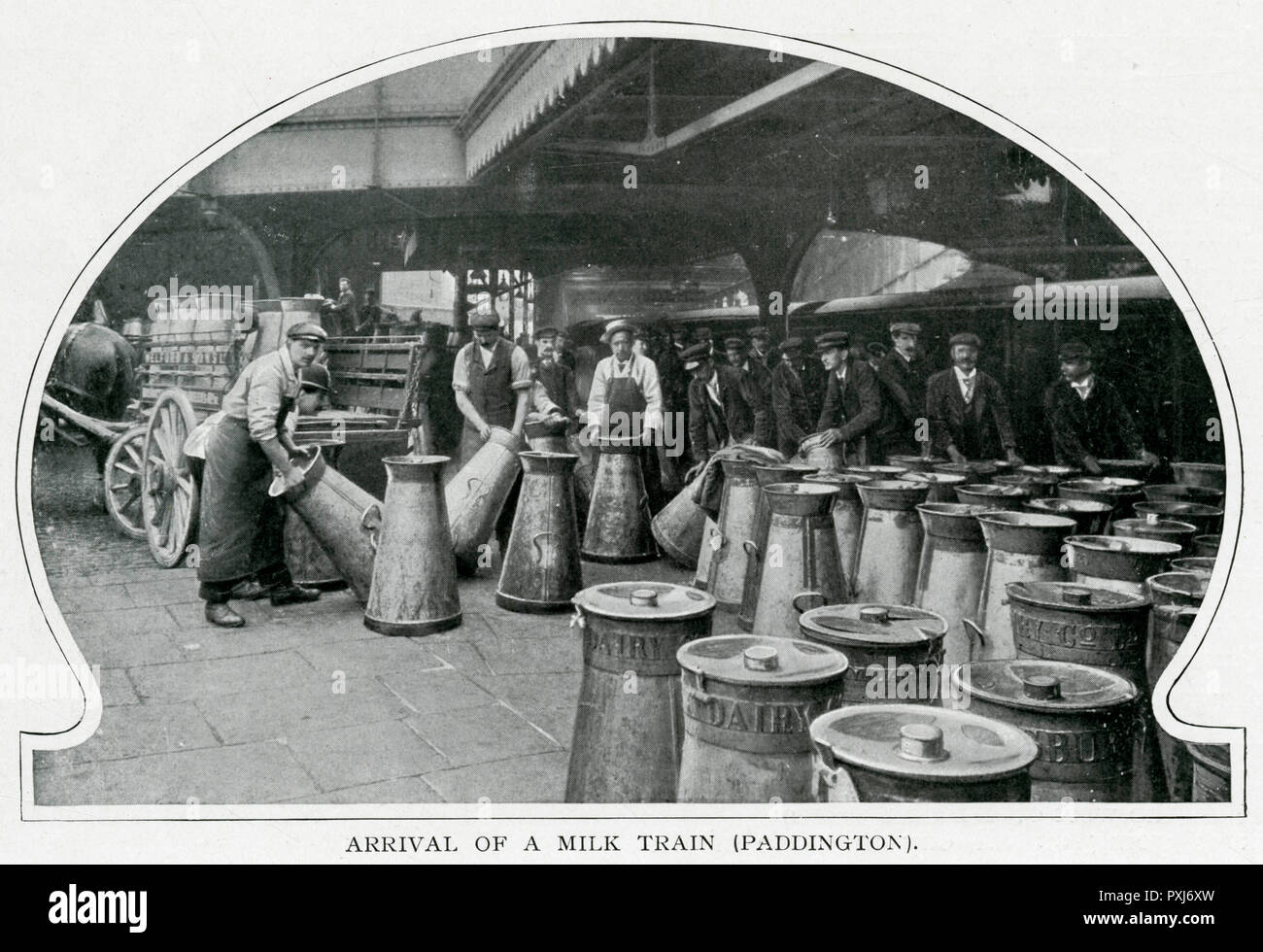 Ankunft eines Milchzugs, Paddington Station 1903 Stockfoto