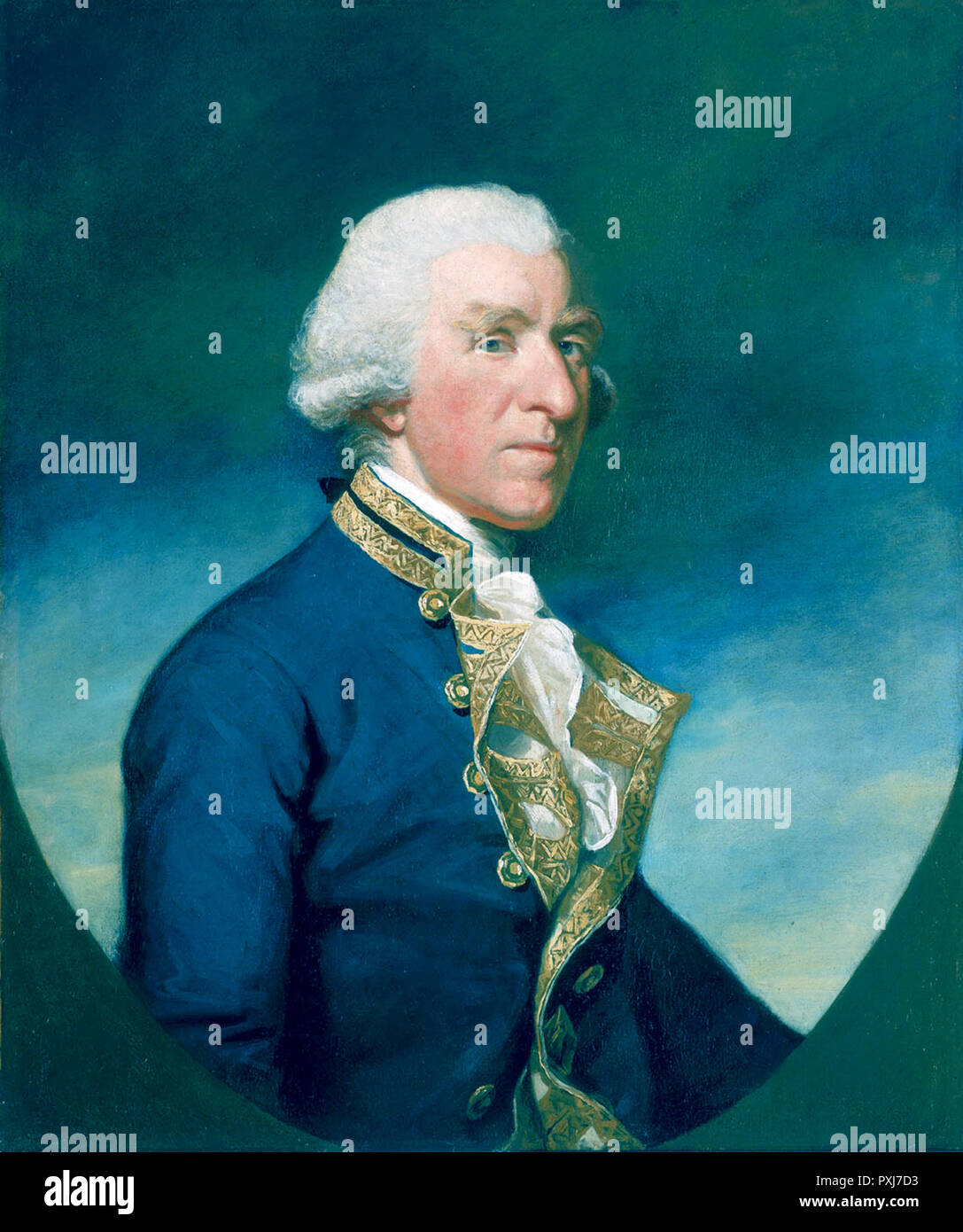 Admiral Samuel Hood, 1st Viscount Haube (1724 - 1816) der Royal Navy Officer. Als Junior Officer er Maßnahmen im Österreichischen Erbfolgekrieg sah. Stockfoto