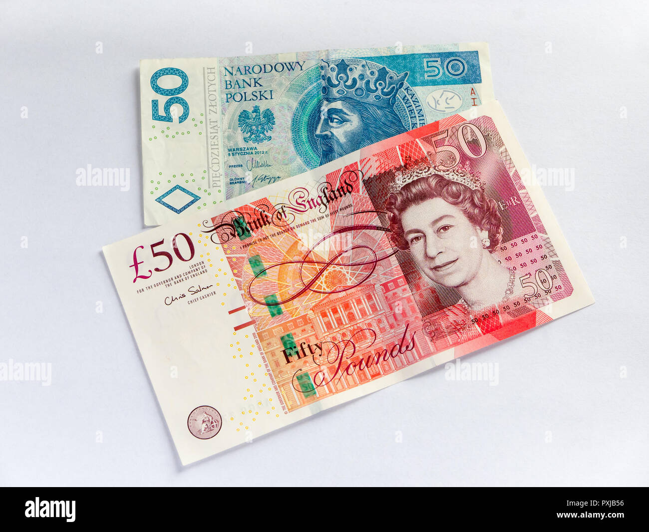 British Pound in polnischen Zloty Wechselkurs Stockfoto