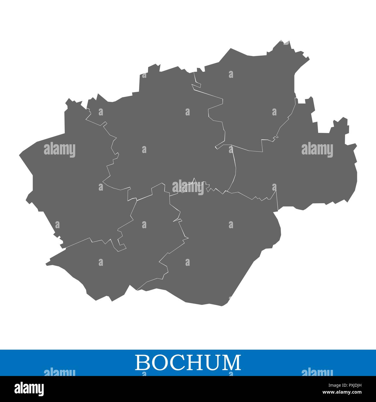 Hohe Qualität Karte von Bochum ist eine Stadt in Deutschland, mit den Grenzen der Bezirke Stock Vektor