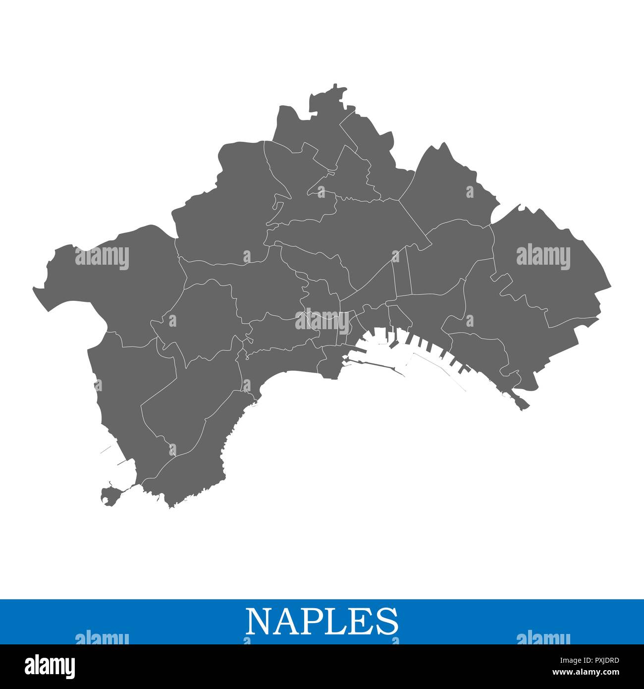 Hohe Qualität Karte von Neapel ist eine Stadt in Italien, mit den Grenzen der Bezirke Stock Vektor