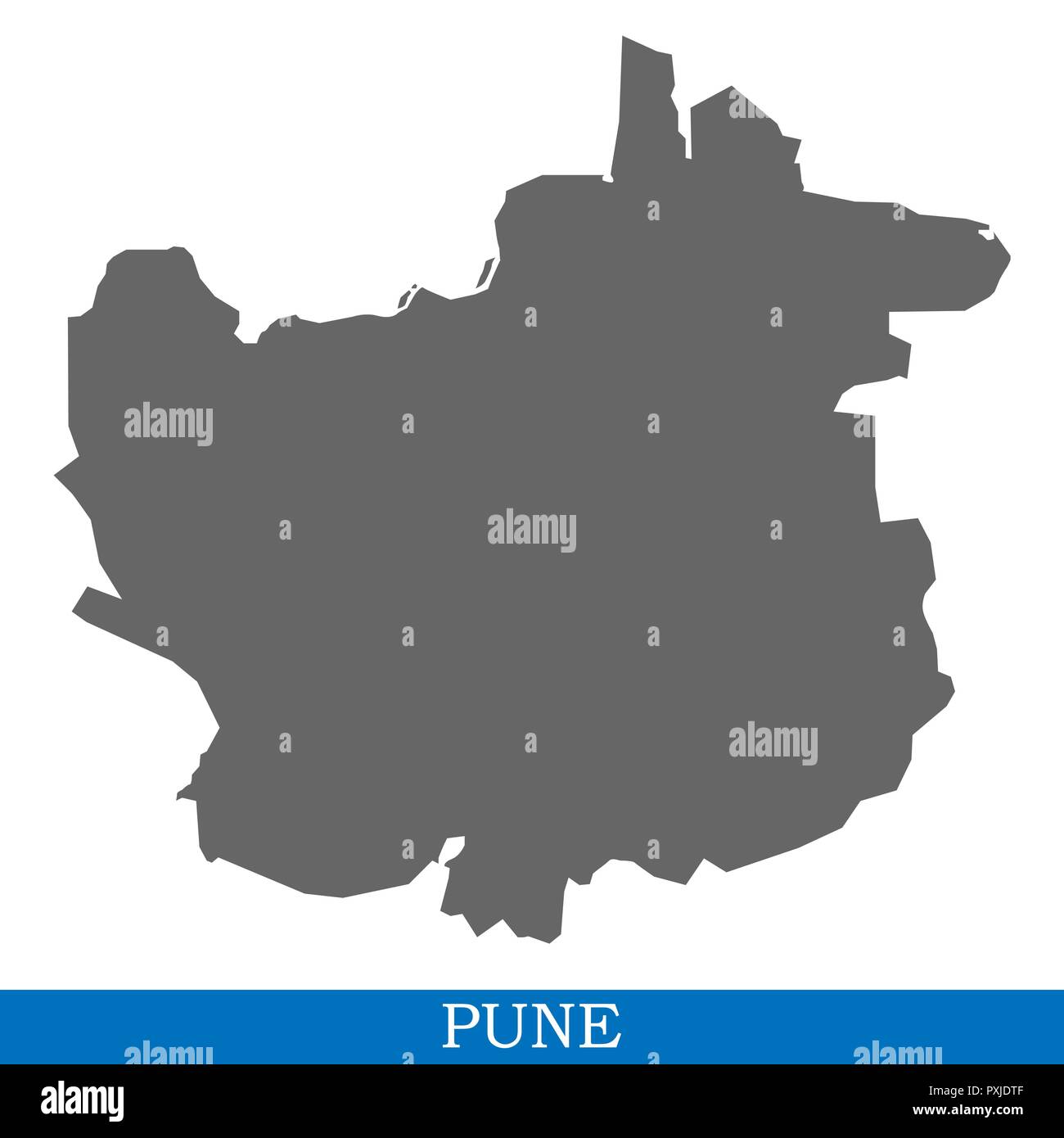 Hohe Qualität Karte von Pune ist eine Stadt in Indien, mit den Grenzen der Bezirke Stock Vektor