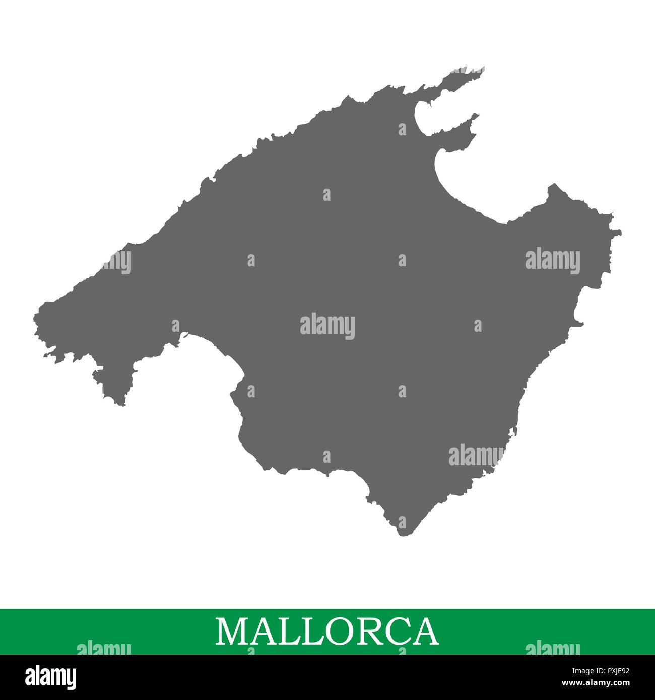 Hohe Qualität Karte von Mallorca ist die Insel von Spanien. Balearische Inseln Stock Vektor