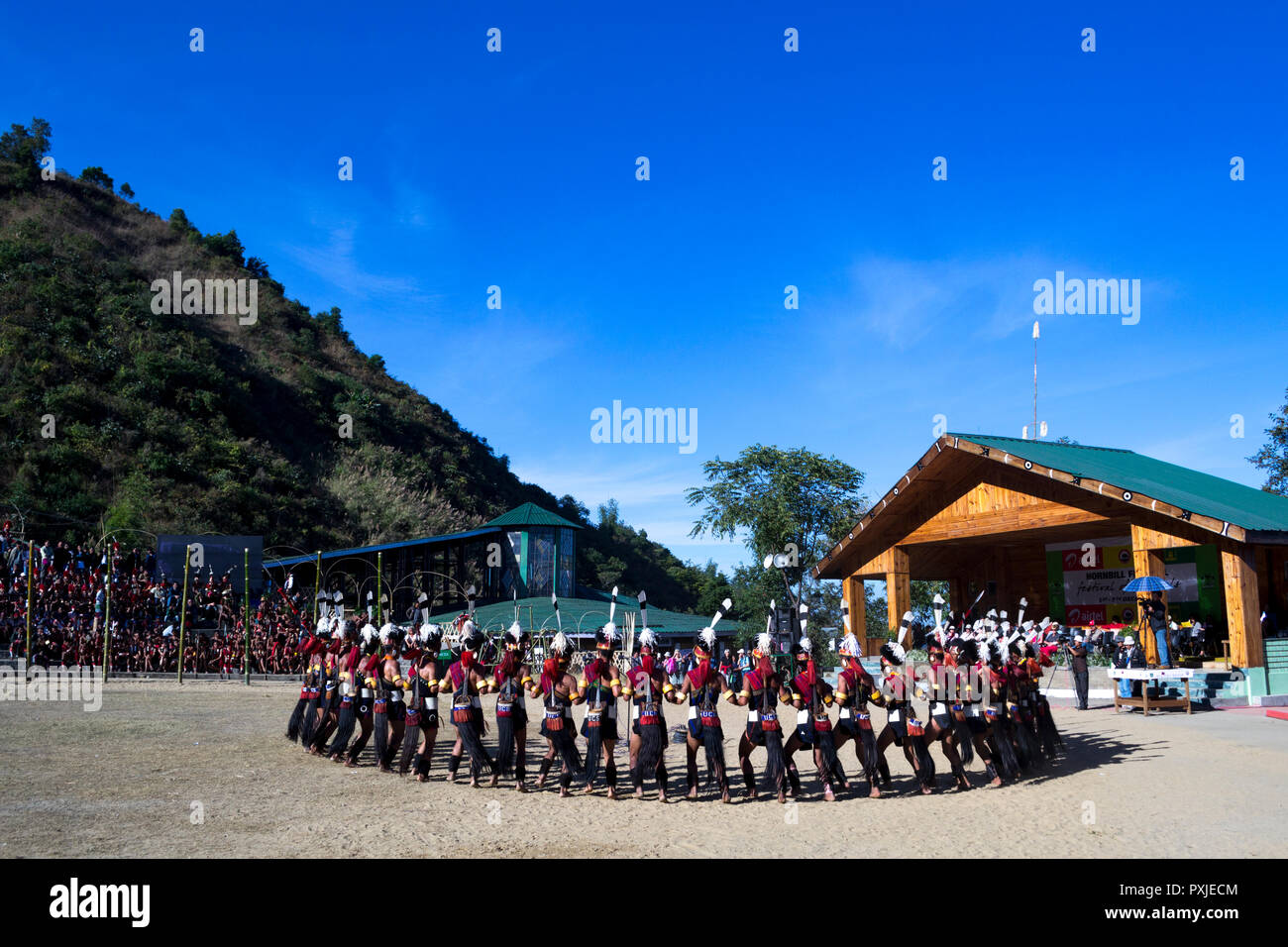 Nagaland, Indien. Tribal Group bei Hornbill Festival Stockfoto