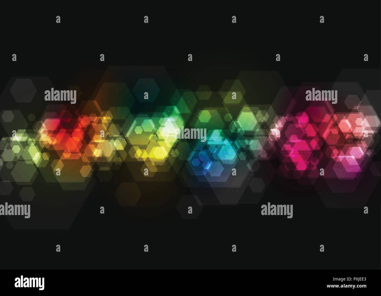 Bunte geometrische Sechsecke tech Hintergrund. Abstrakte helle vektor design Stock Vektor