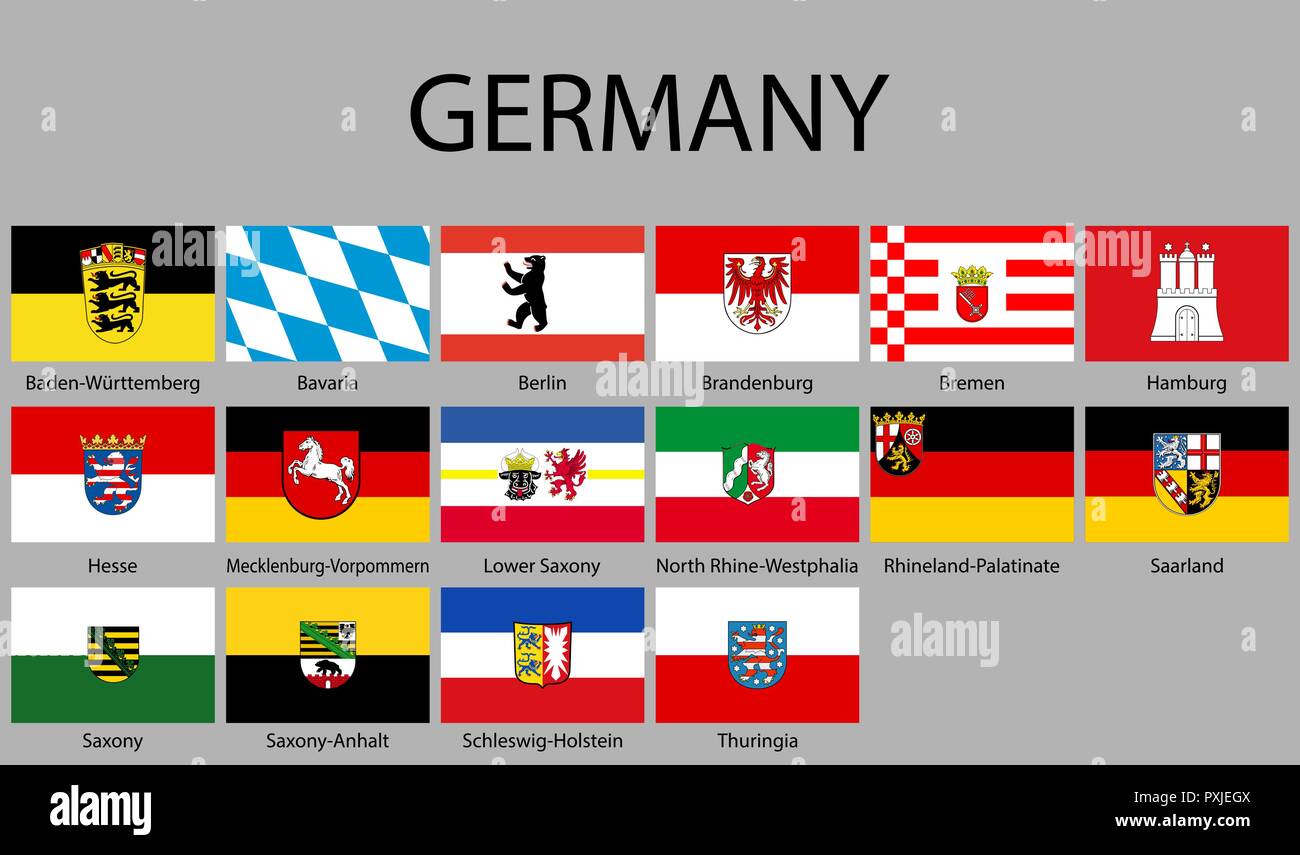 Alle Flaggen Staaten von Deutschland. Vector Illustration Stock Vektor