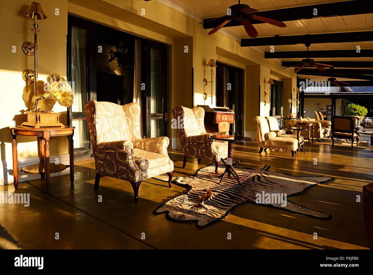 Tee Salon des Royal Livingstone Hotel, Livingstone, Sambia Stockfoto