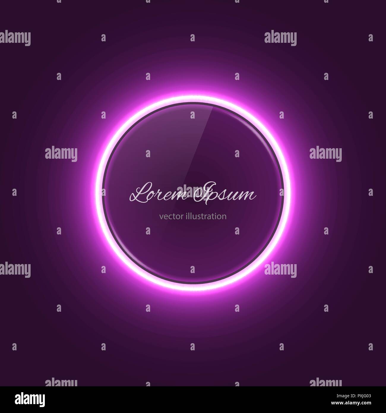 Neeon Kreis Banner mit Glow Light Effect Stock Vektor