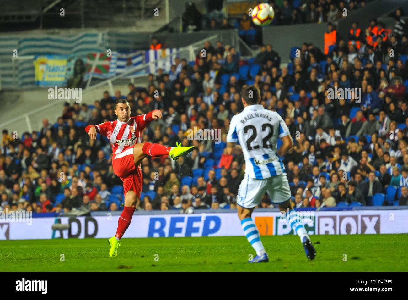 San Sebastian, Spanien. 22 Okt, 2018. Portu von Girona, die während der spanischen Liga Fußballspiel zwischen Real Sociedad und Girona an der Anoeta Stadium am 22. Oktober 2018 in San Sebastian, Spanien Quelle: CORDON PRESSE/Alamy leben Nachrichten Stockfoto
