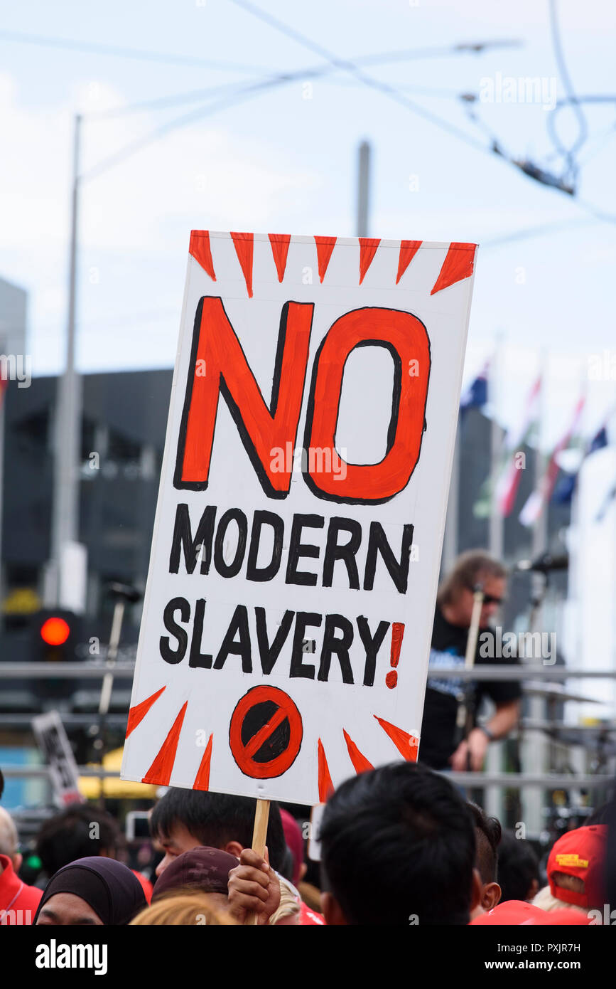 Melbourne, Australien, 23. Okt 2018. Die Leute, die die Regeln ändern Workers Union Rallye im Zentrum von Melbourne. Credit: Robyn Charnley/Alamy Leben Nachrichten. Stockfoto