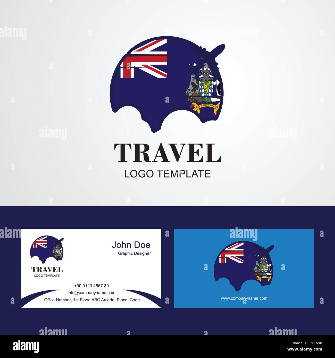 Travel South Georgia Flagge Logo und Visitenkarte Design Stock Vektor