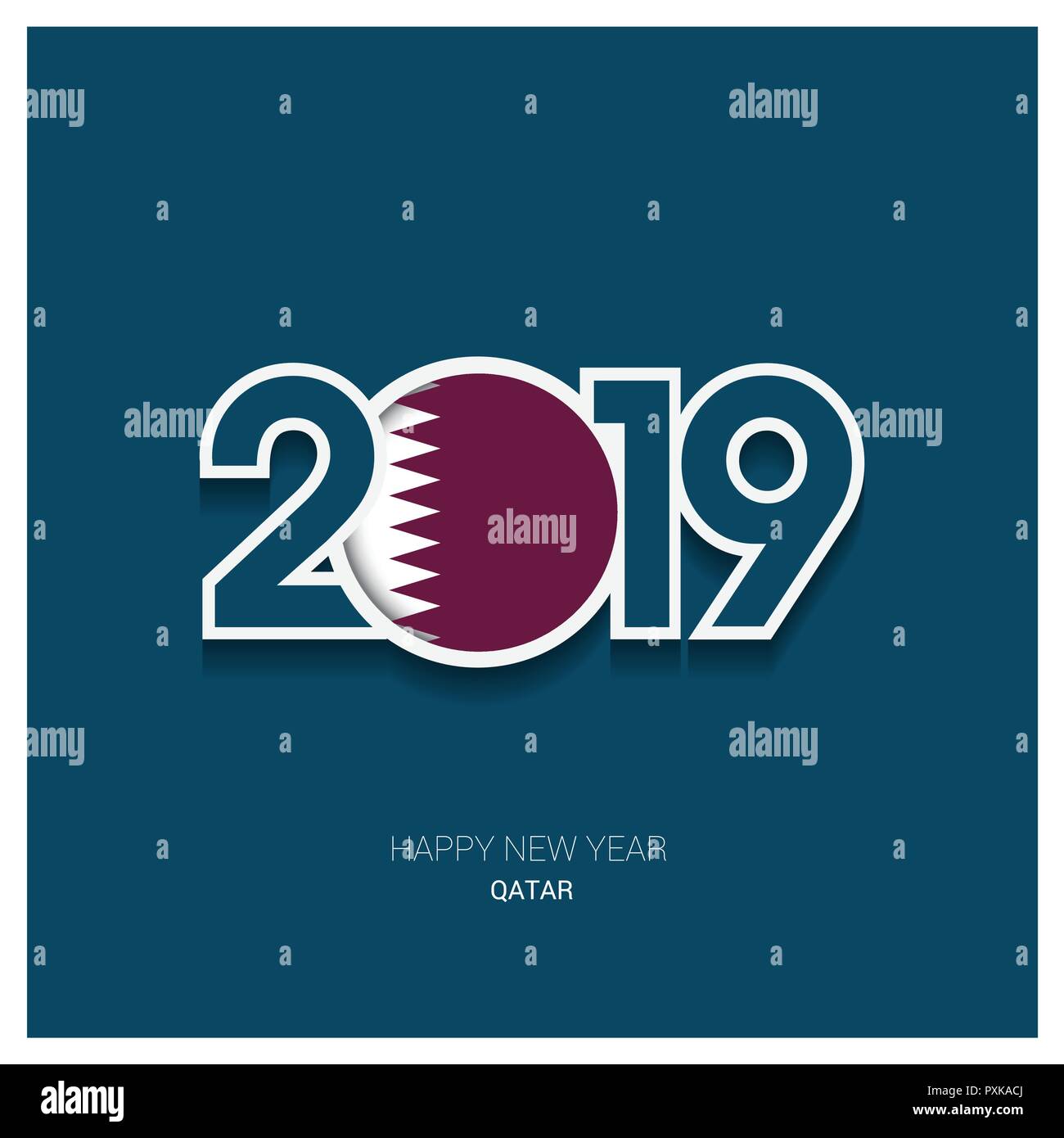 2019 Katar Typografie, Frohes Neues Jahr Hintergrund Stock Vektor