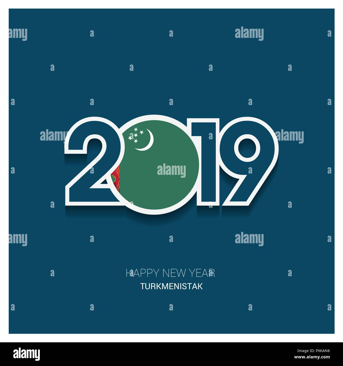 2019 Turkmenistan Typografie, Frohes Neues Jahr Hintergrund Stock Vektor