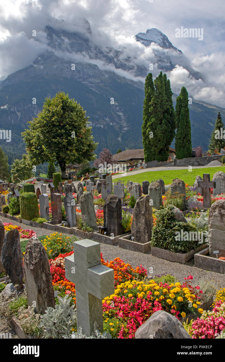Grindelwald Friedhof Stockfoto
