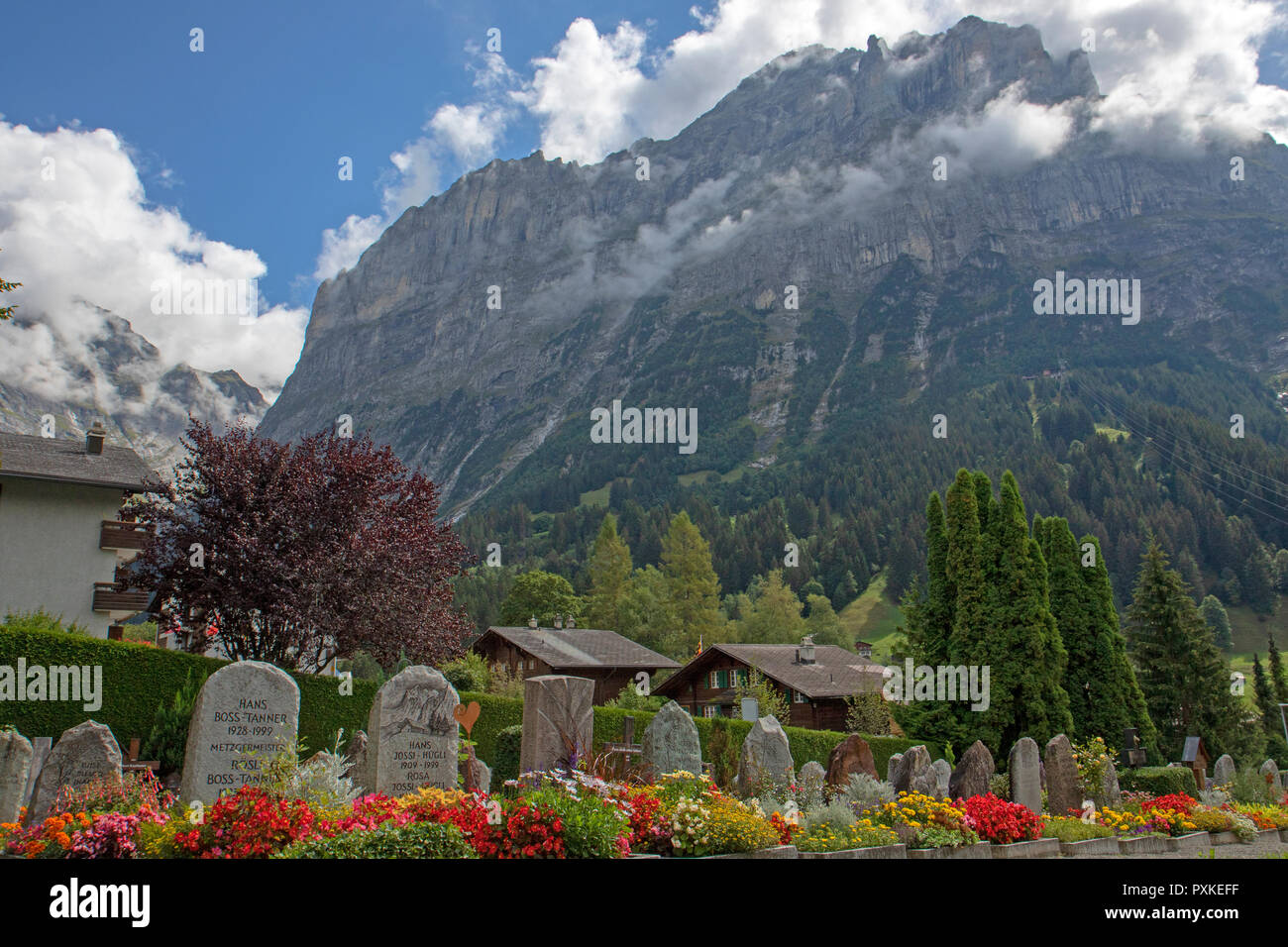 Grindelwald Friedhof Stockfoto