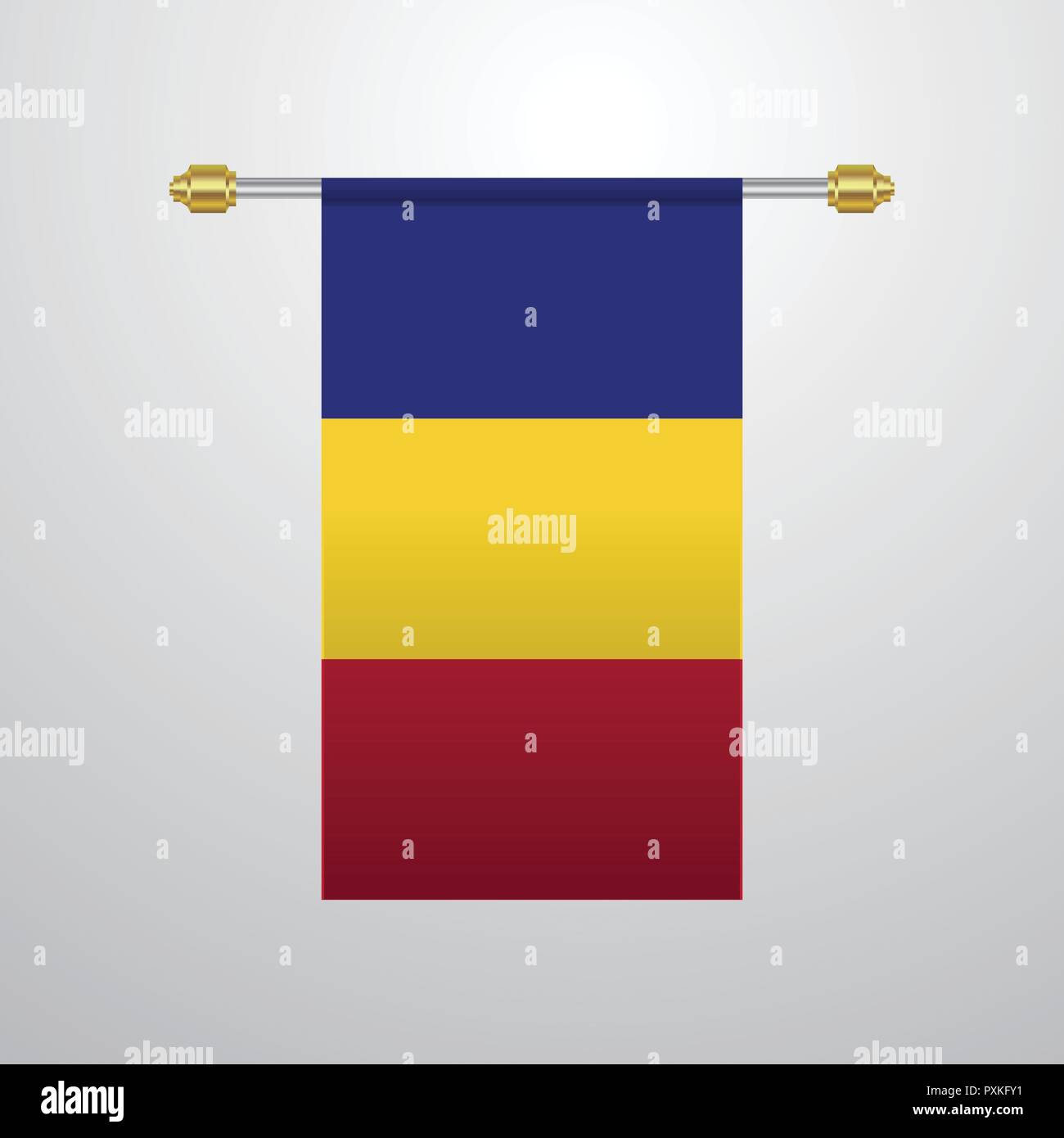 Rumänien Flagge aufhängen Stock Vektor