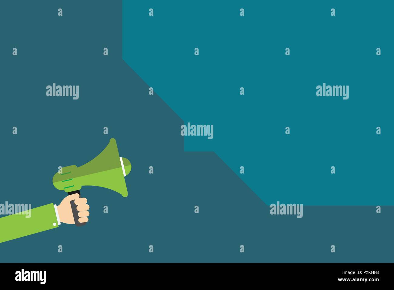Flaches Design business Vektor-illustration leere Raum für Ad Web site Förderung esp Banner-vorlage isoliert. Die menschliche Hand mit Megafon und Blan Stock Vektor