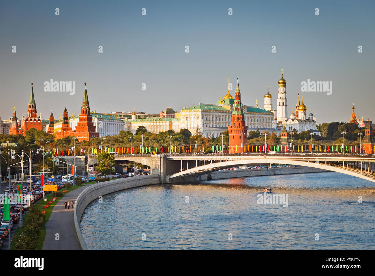 Der Moskauer Kreml bei Sonnenuntergang Stockfoto