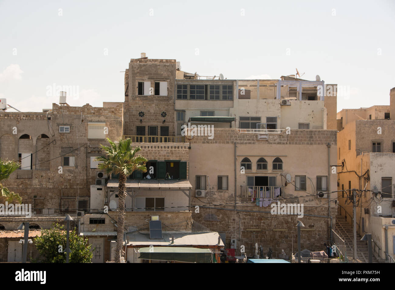 Traditionelle Häuser in der Altstadt von Akko, Israel Stockfoto