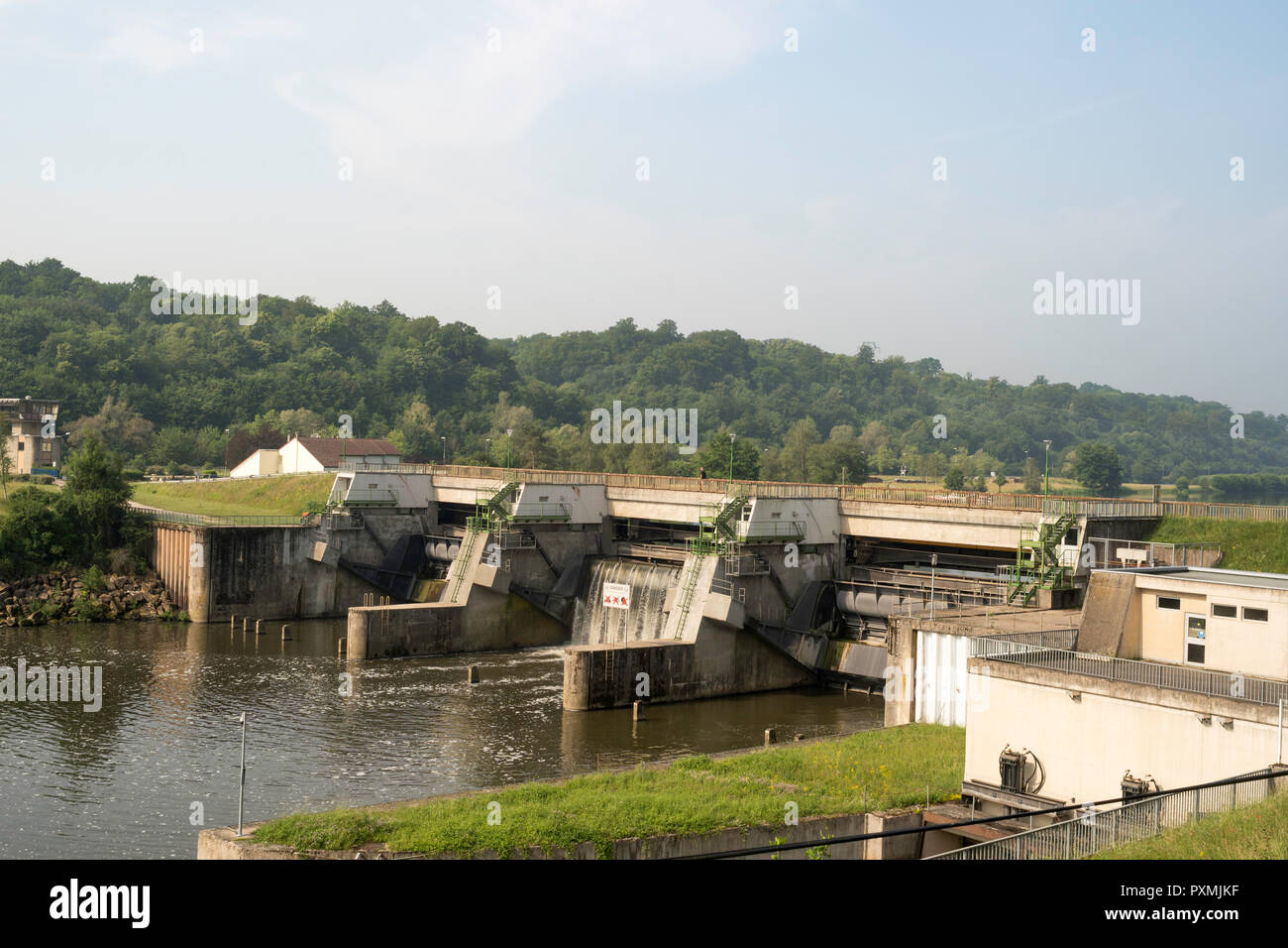 Hydro Electric Dam und Power Station an der Mosel in der Nähe von Liverdun, Meurthe-et-Moselle, Frankreich, Europa Stockfoto