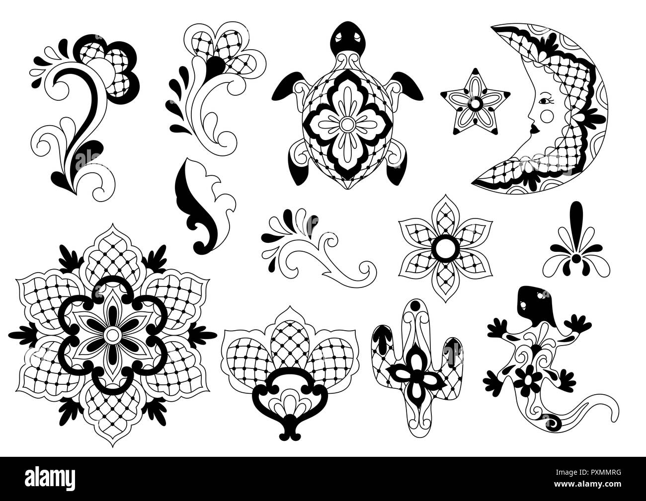 Mexikanische traditionelle dekorative Objekte. Stock Vektor