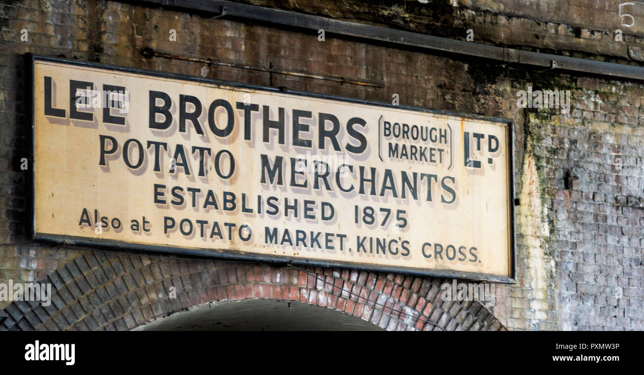 Lee Brüder Kartoffel Händler anmelden Borough Market UK Stockfoto