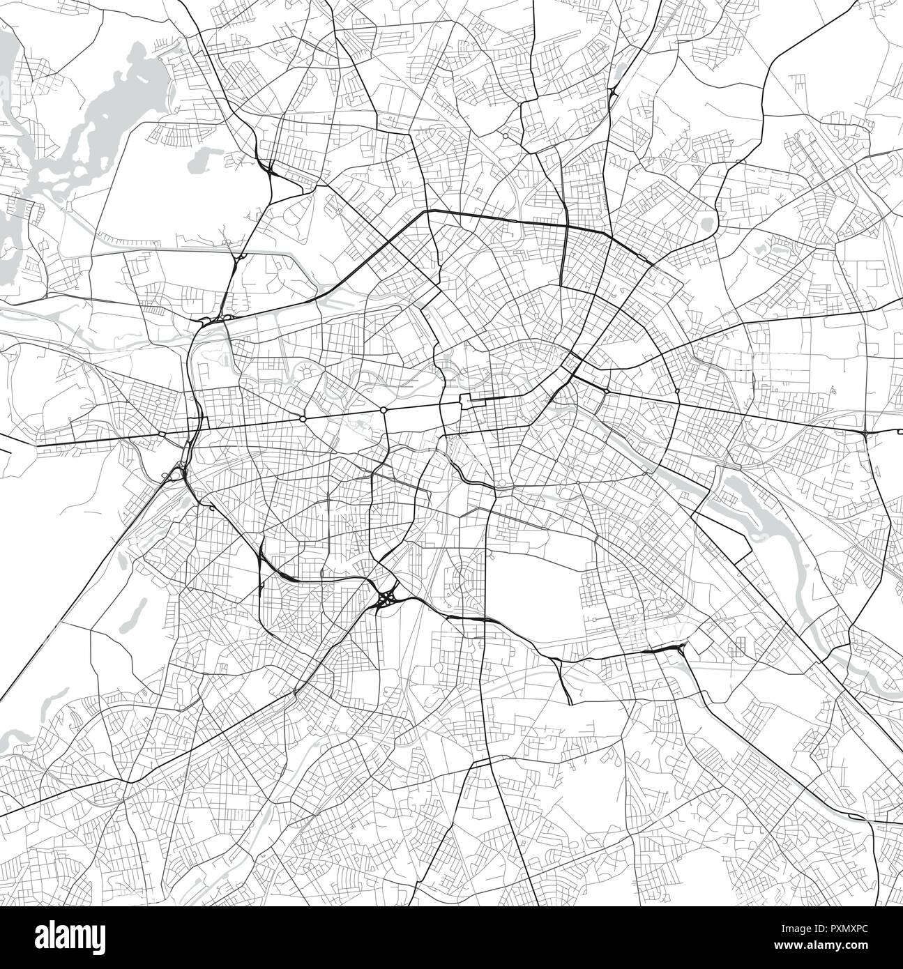 Vektor Stadtplan Berlin in Schwarz und Weiß Stock Vektor