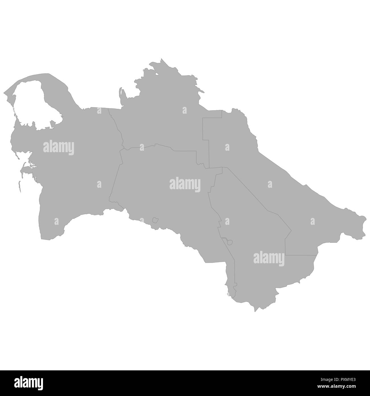 Hohe Qualität Karte von Turkmenistan mit Grenzen der Regionen auf weißem Hintergrund Stock Vektor
