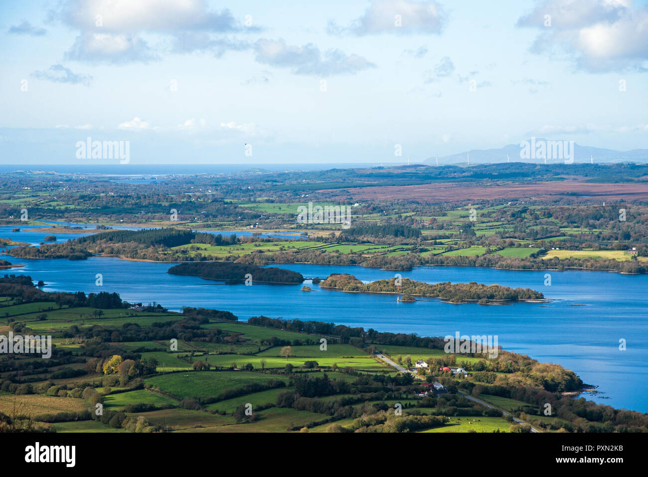 Blick auf Lower Lough Erne, Co. Fermanagh, Nordirland Stockfoto