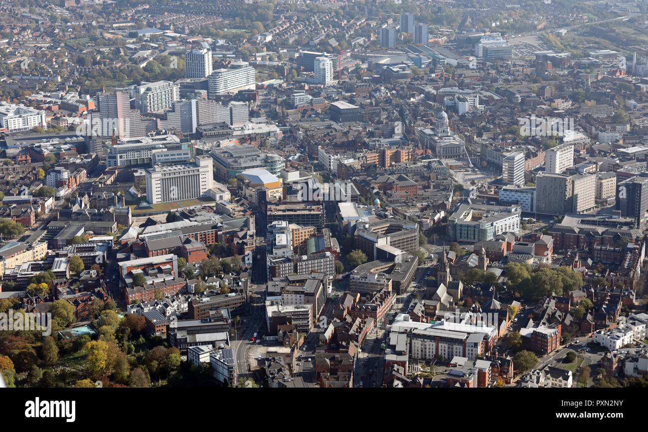 Luftaufnahme von Nottingham City Centre Stockfoto