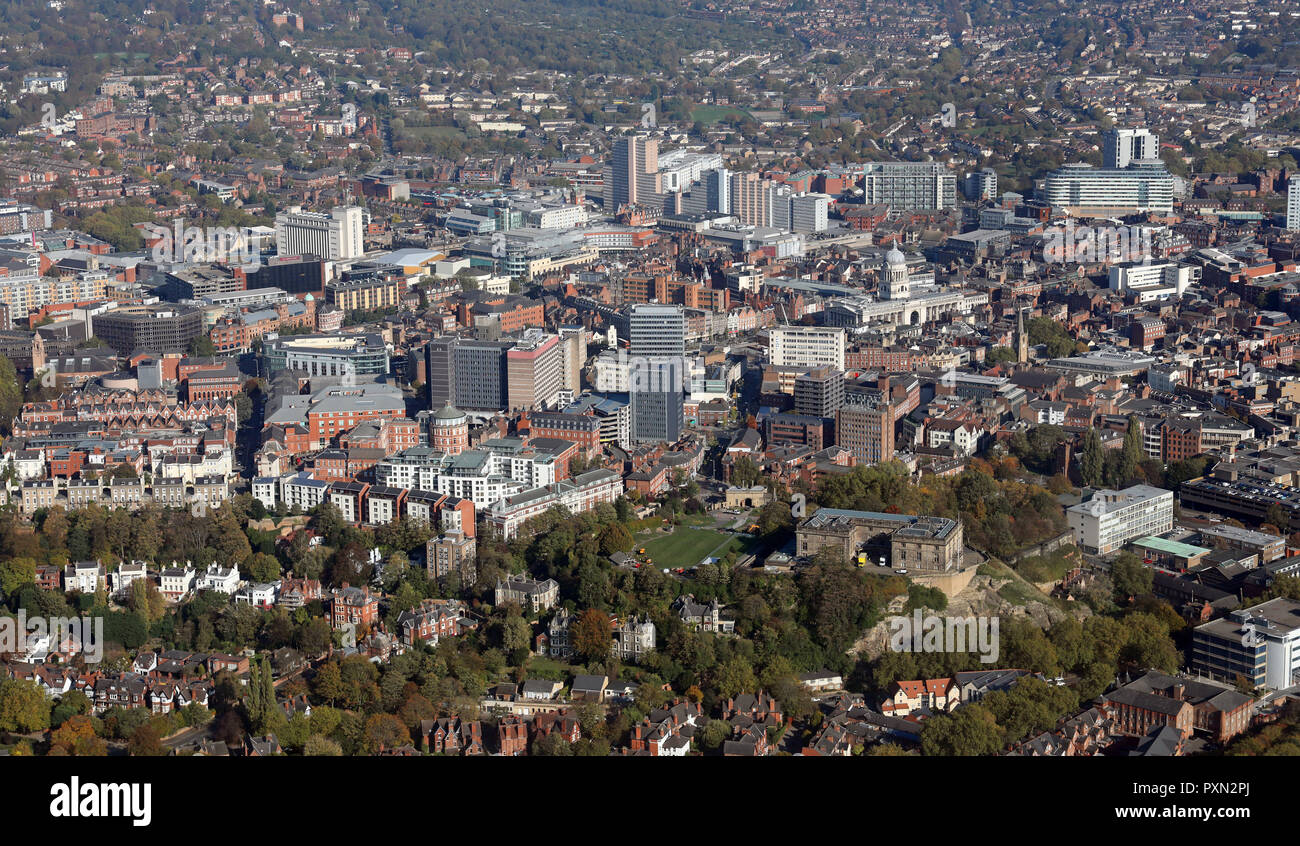 Luftaufnahme von Nottingham City Centre Stockfoto