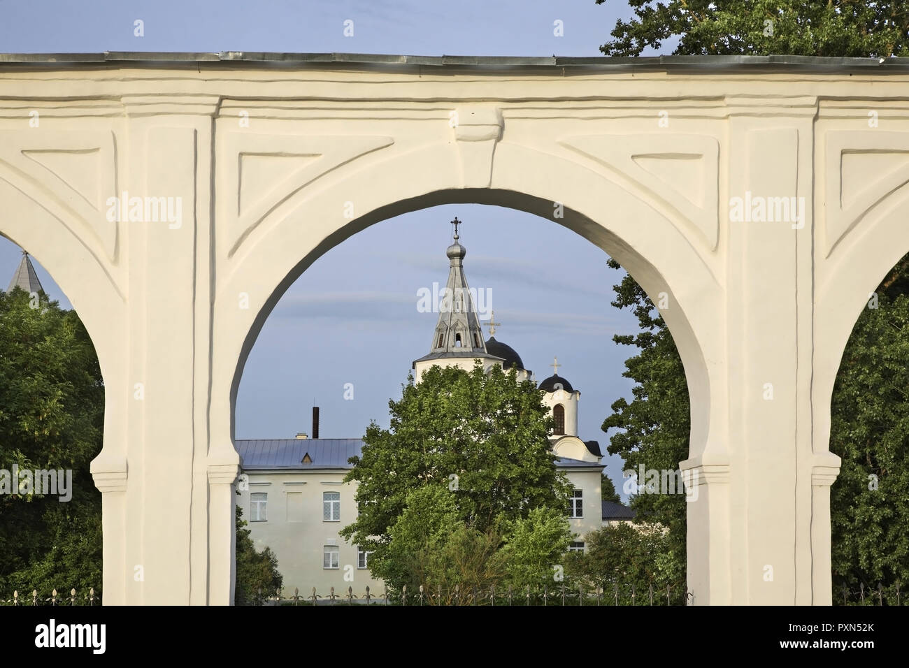 Gostiny Dvor auf der Yaroslav Gericht in Nowgorod (Weliki Nowgorod). Russland Stockfoto