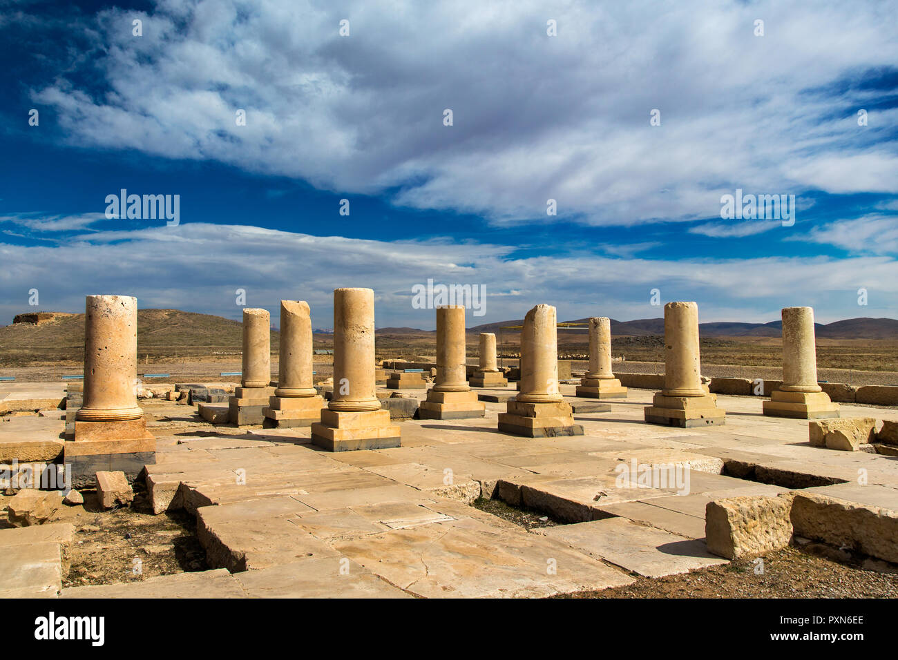 Ruinen des königlichen Palast von Kyros, Pasargad (Unesco World Heritage List, 2004), der Iran. Achämenidischen Zivilisation, 6. Jahrhundert v. Chr.. Stockfoto