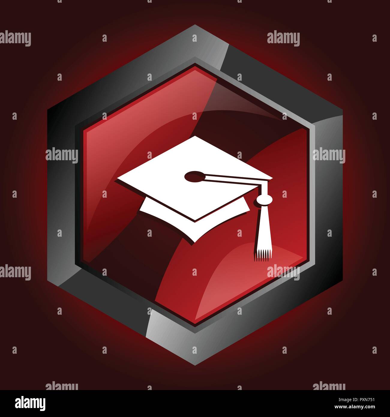 Ausbildung Abschlüsse Hochschulabschluss Absolvent Hexagon dunkelrot Vektor icon Stock Vektor