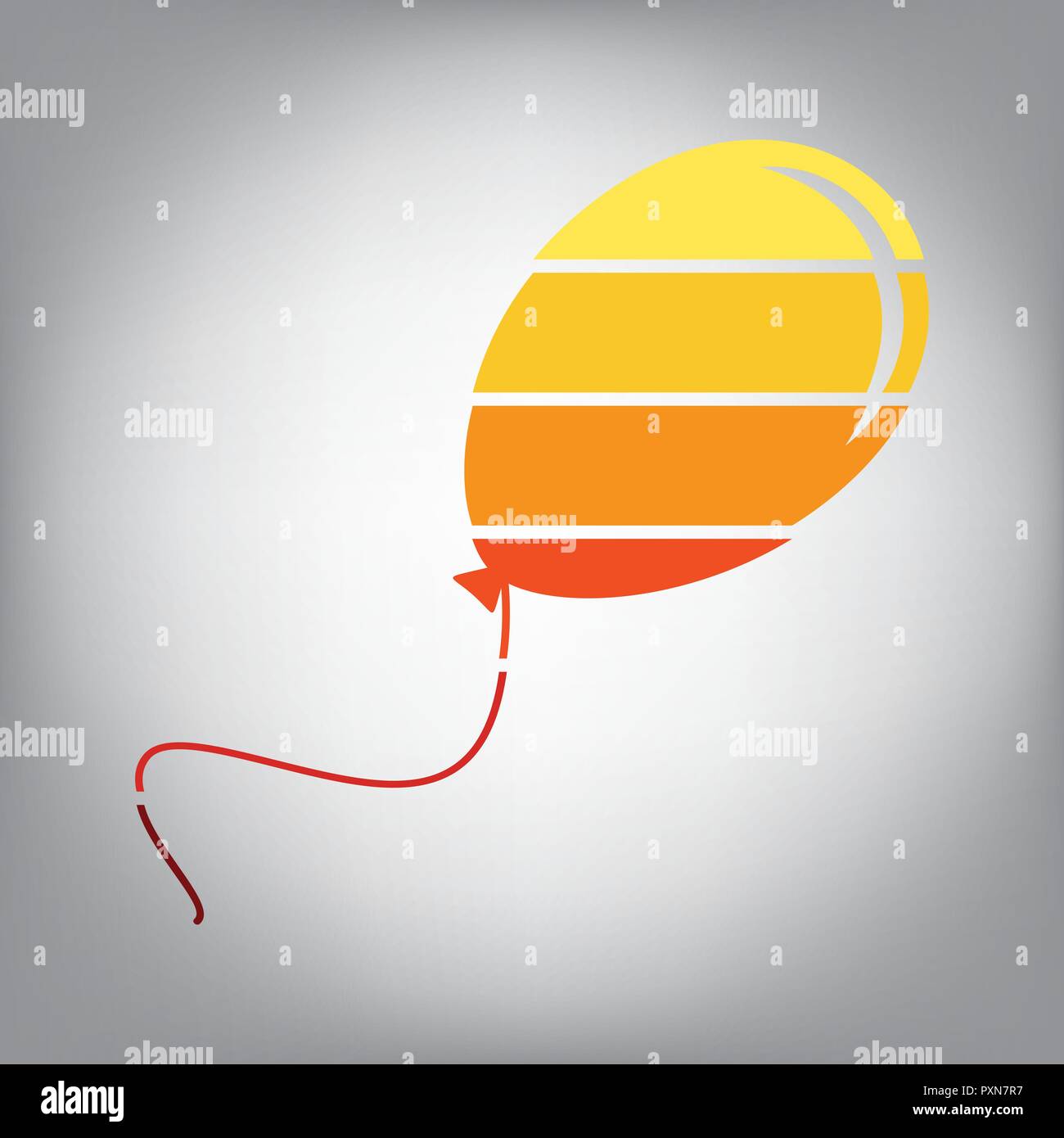 Ballon zeichen Abbildung. Vektor. Horizontal geschnitten Symbol mit Farben aus dem sonnigen Gradient in grauen Hintergrund. Stock Vektor