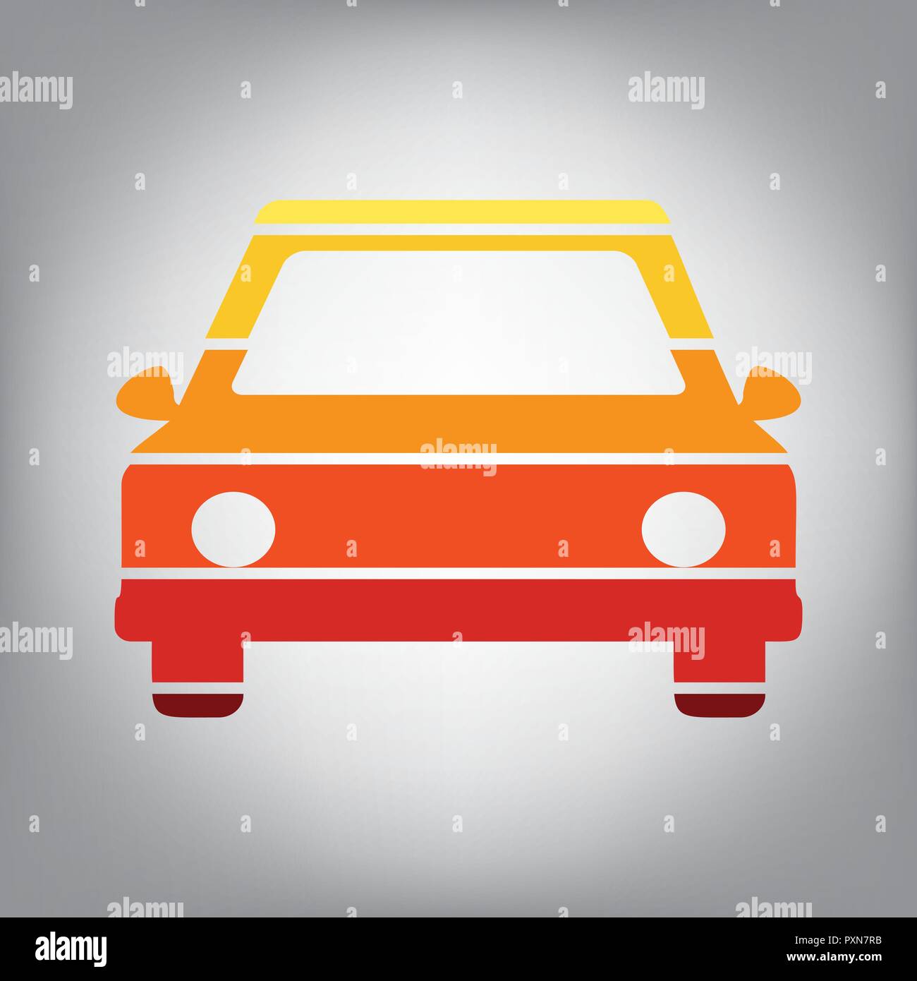 Auto anmelden Abbildung. Vektor. Horizontal geschnitten Symbol mit Farben aus dem sonnigen Gradient in grauen Hintergrund. Stock Vektor