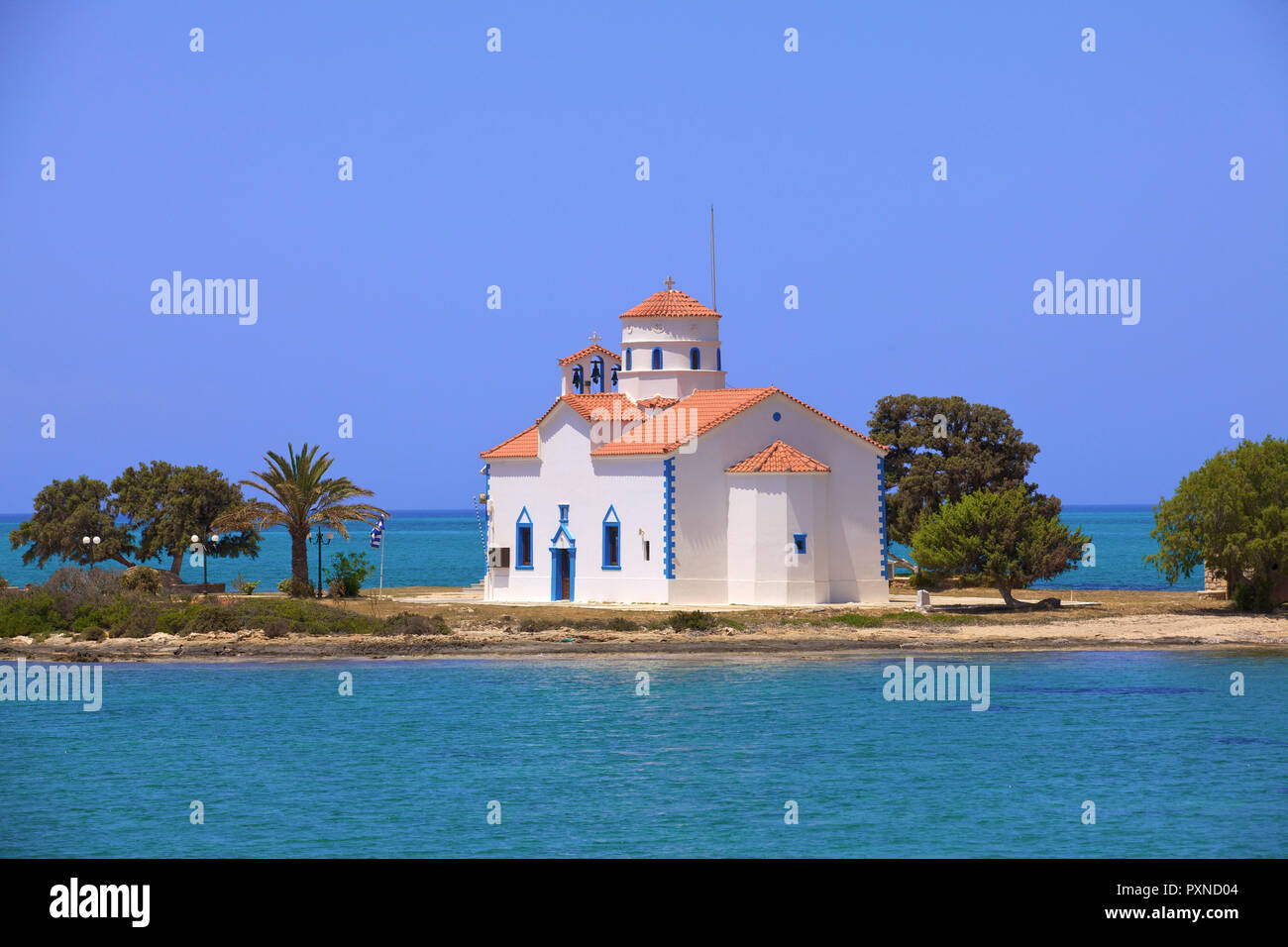 Agios Spyridon Kirche, Elafonisos Island, Lakonien, Peloponnes, Griechenland, Südeuropa Stockfoto